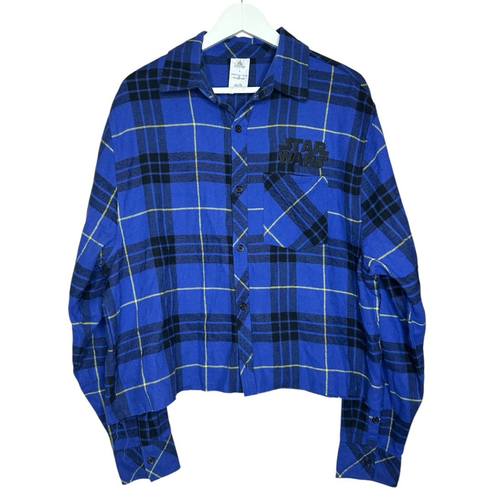 Disney Star Wars Checked Flannel Shirt Large Cropped - Picture 6 of 11